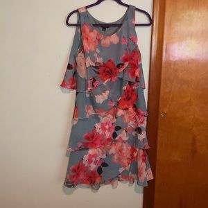 SLNY Light blue flower ruffle dress size 12